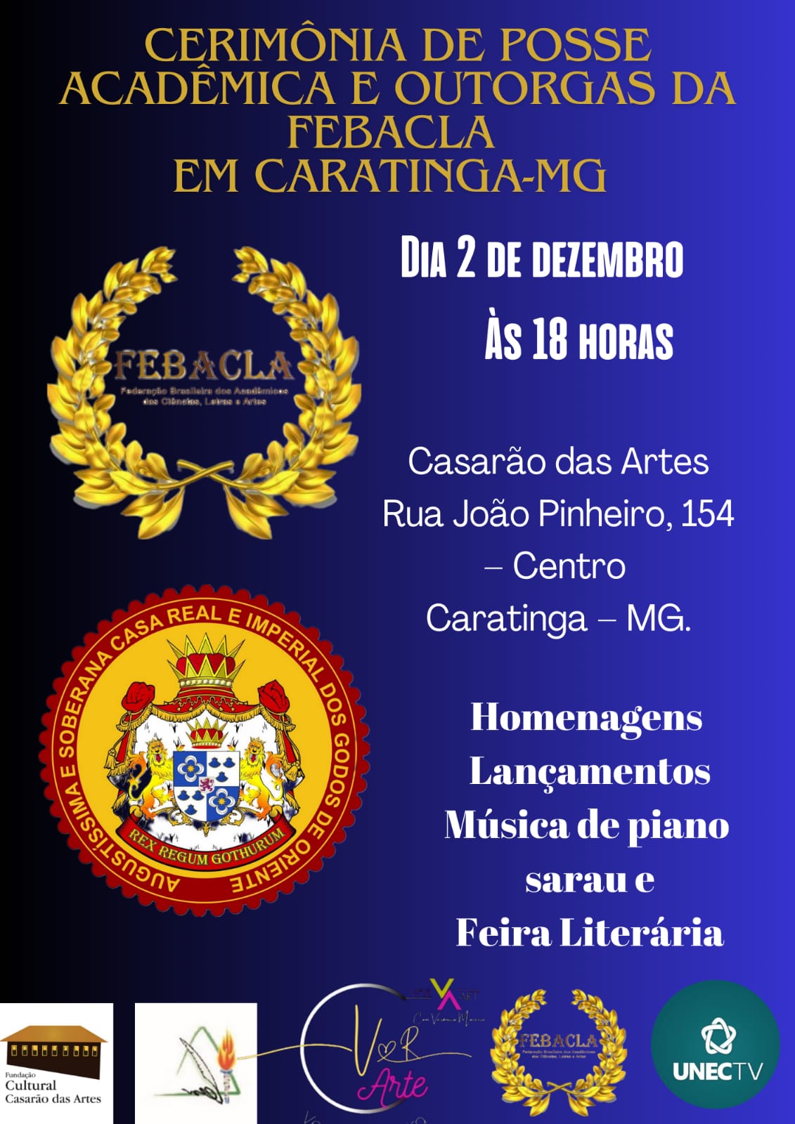 Banner do evento promovido pela Delegacia Cultural da FEBACLA em Caratinga