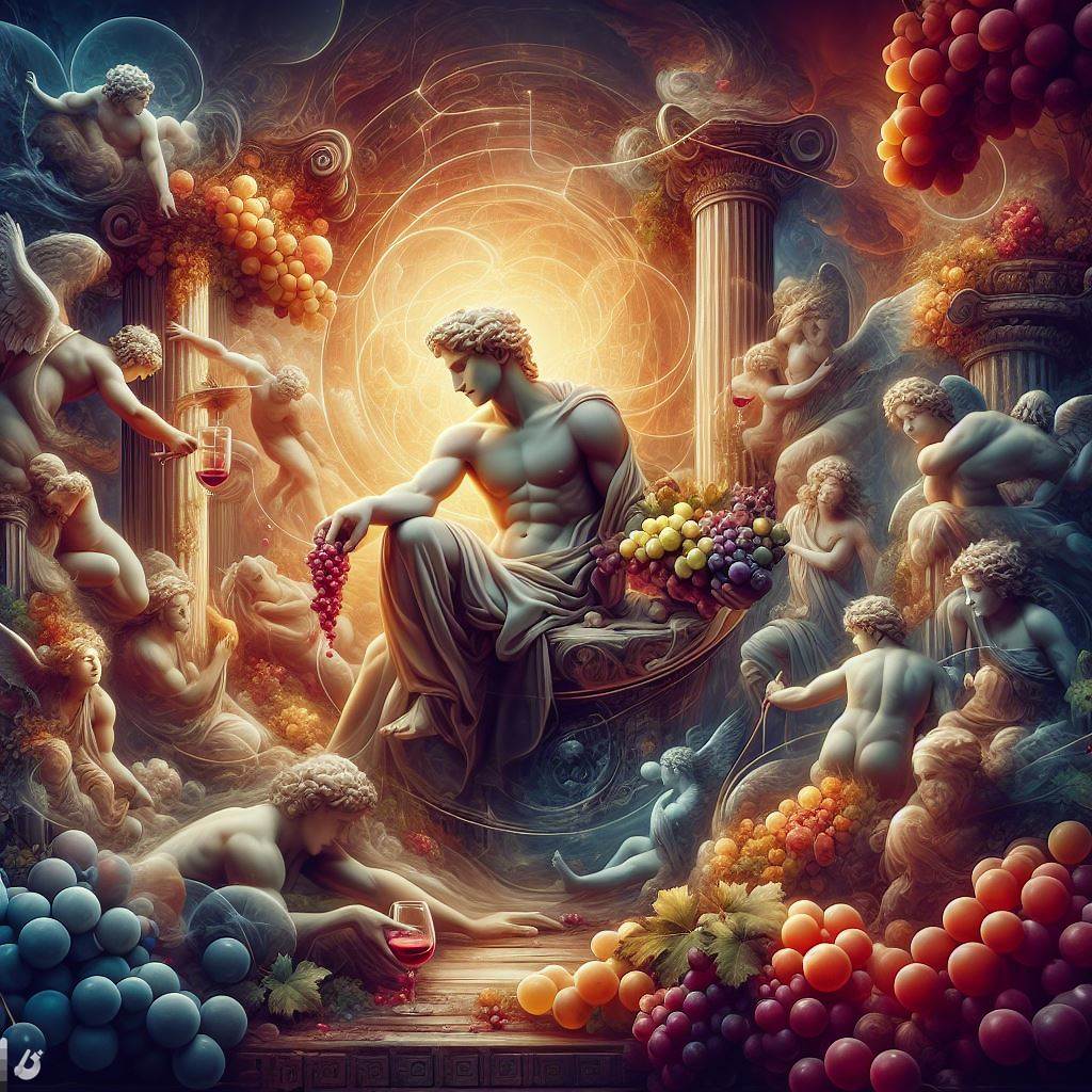 "no vinho permanece ativa a substância das uvas que deu origem aos sonhos de Dionísio e ao teatro"