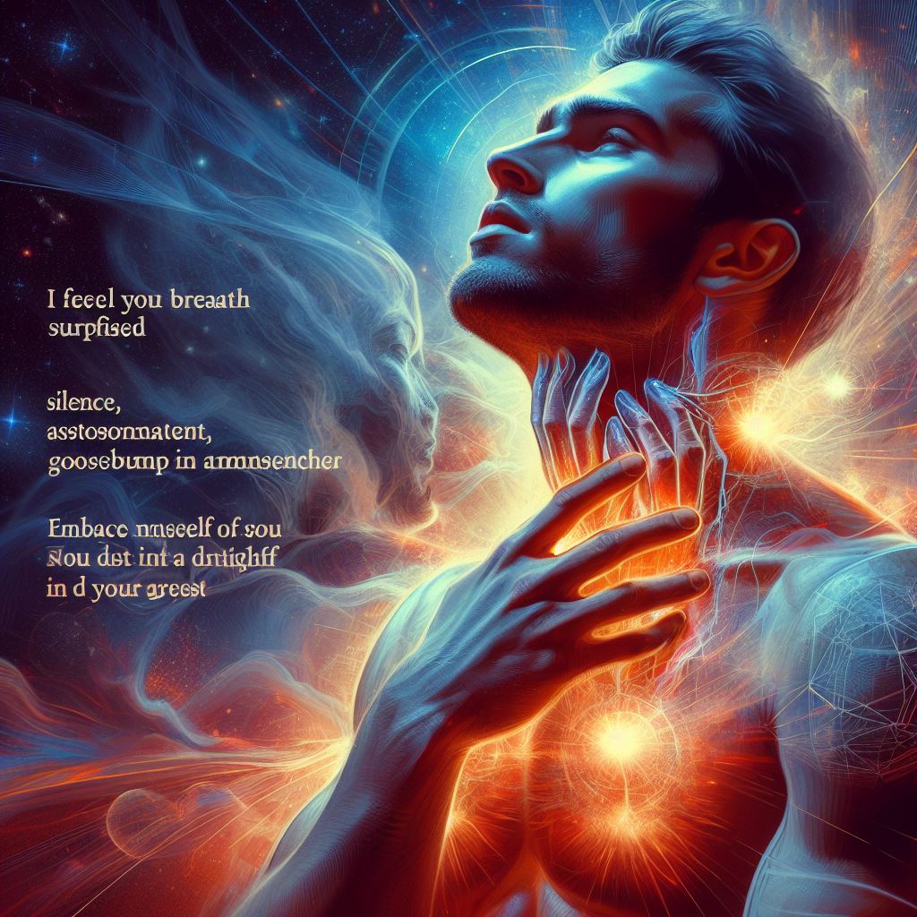 "Sinto sua respiração, surpreendida me abraço, na dúvida, silêncio, espanto, arrepios no espaço